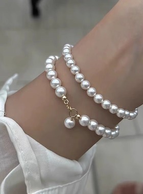 经典强光澳白施家珍珠手链女 轻奢气质叠戴手饰小米珠正圆极高