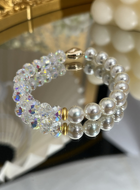 极光天女人造海水珍珠手链 施家水晶手串时尚轻奢简约气质百搭