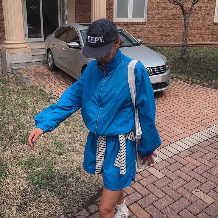 韩国代购2025春夏季新款女士休闲洋气套装宽松显瘦拉链外套短裤潮