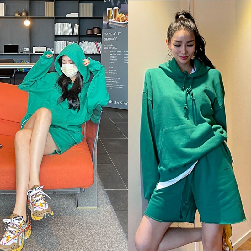 现韩国东大门2025春秋女棉连帽卫衣短裤俩件套装ins休闲时髦炸街,女装/女士精品,休闲运动套装,淘宝优惠券,粉丝福利购,淘宝优惠卷