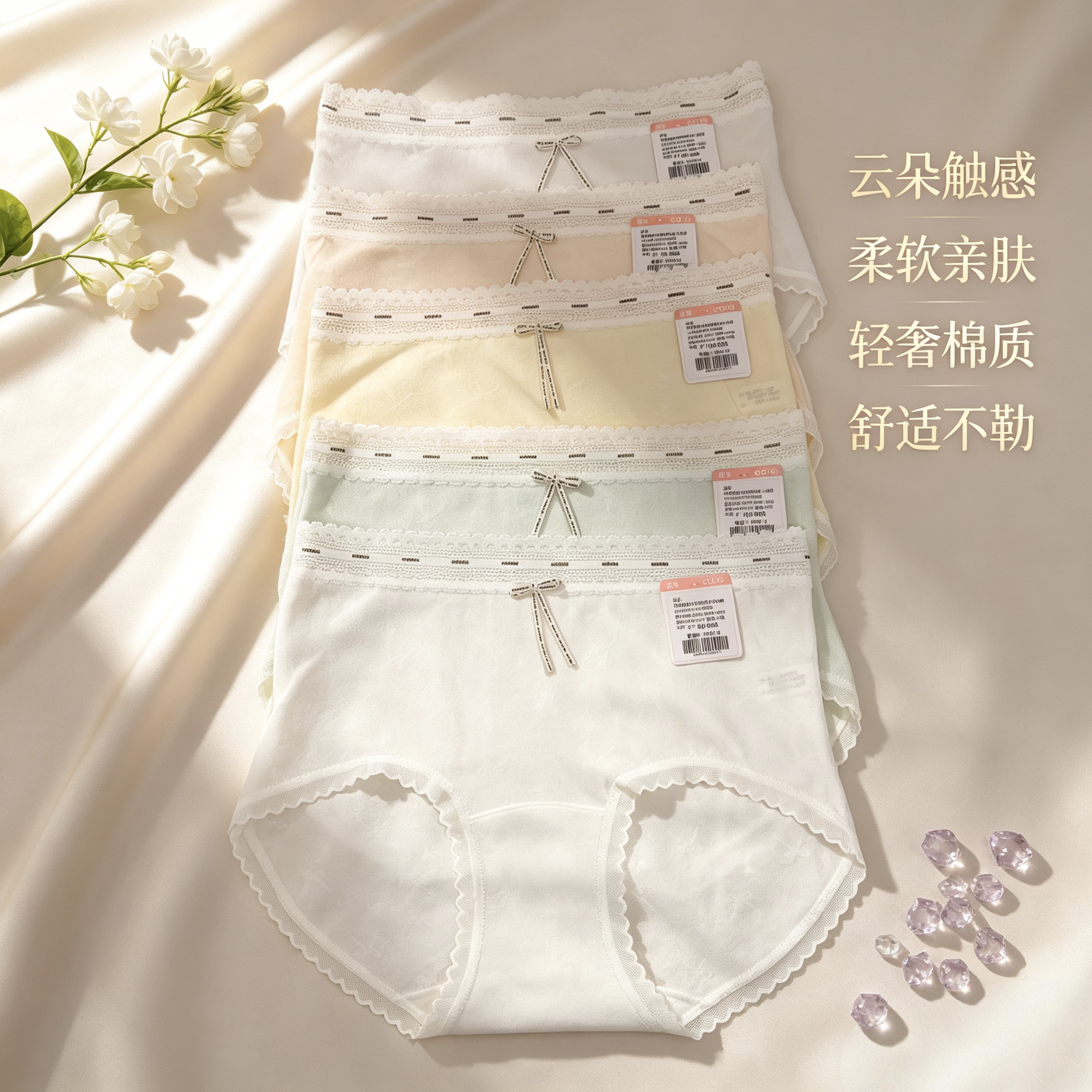 香蜜闺秀中腰棉质冰丝无缝26301015日常柔美女式三角内裤38元三条