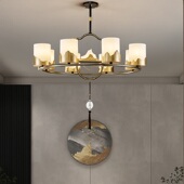 新中式 楼大气卧室书房灯 全铜禅意客厅餐厅吊灯家用自建房别墅复式