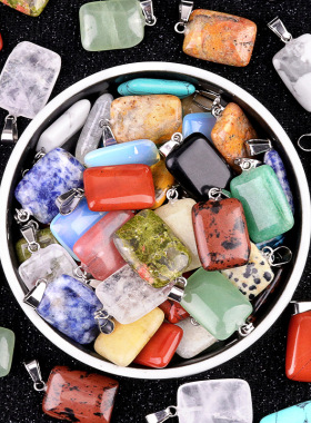 1458-20mm长方吊坠 天然水晶半宝石长方吊坠 DIY耳环项链饰品配件