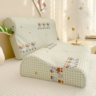 全棉波浪形枕套儿童乳胶枕头套30x50cm40x60枕芯外套换洗单只