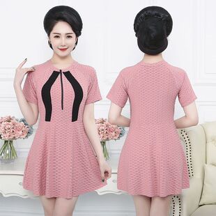 泳衣女妈妈连体裙式 200斤遮肚中老年保守遮肚显瘦 泡温泉老人大码