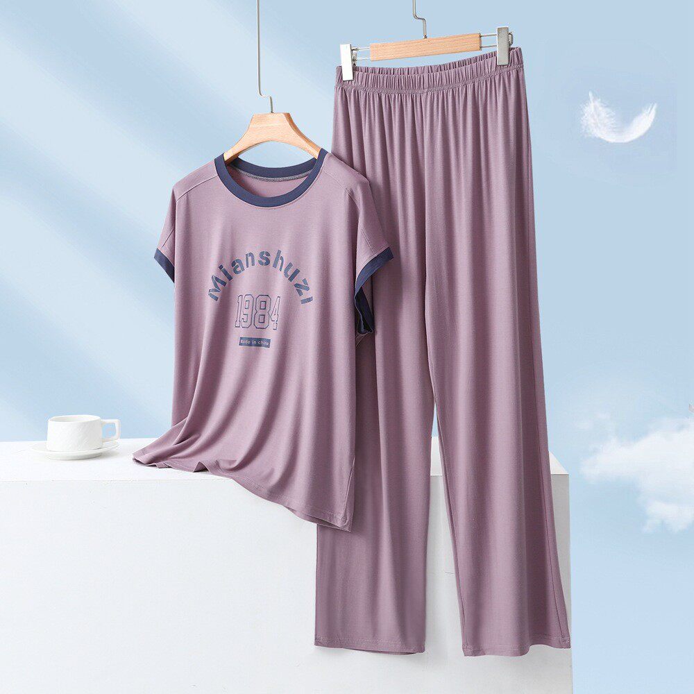 大码女短袖睡衣加肥家居服莫代尔