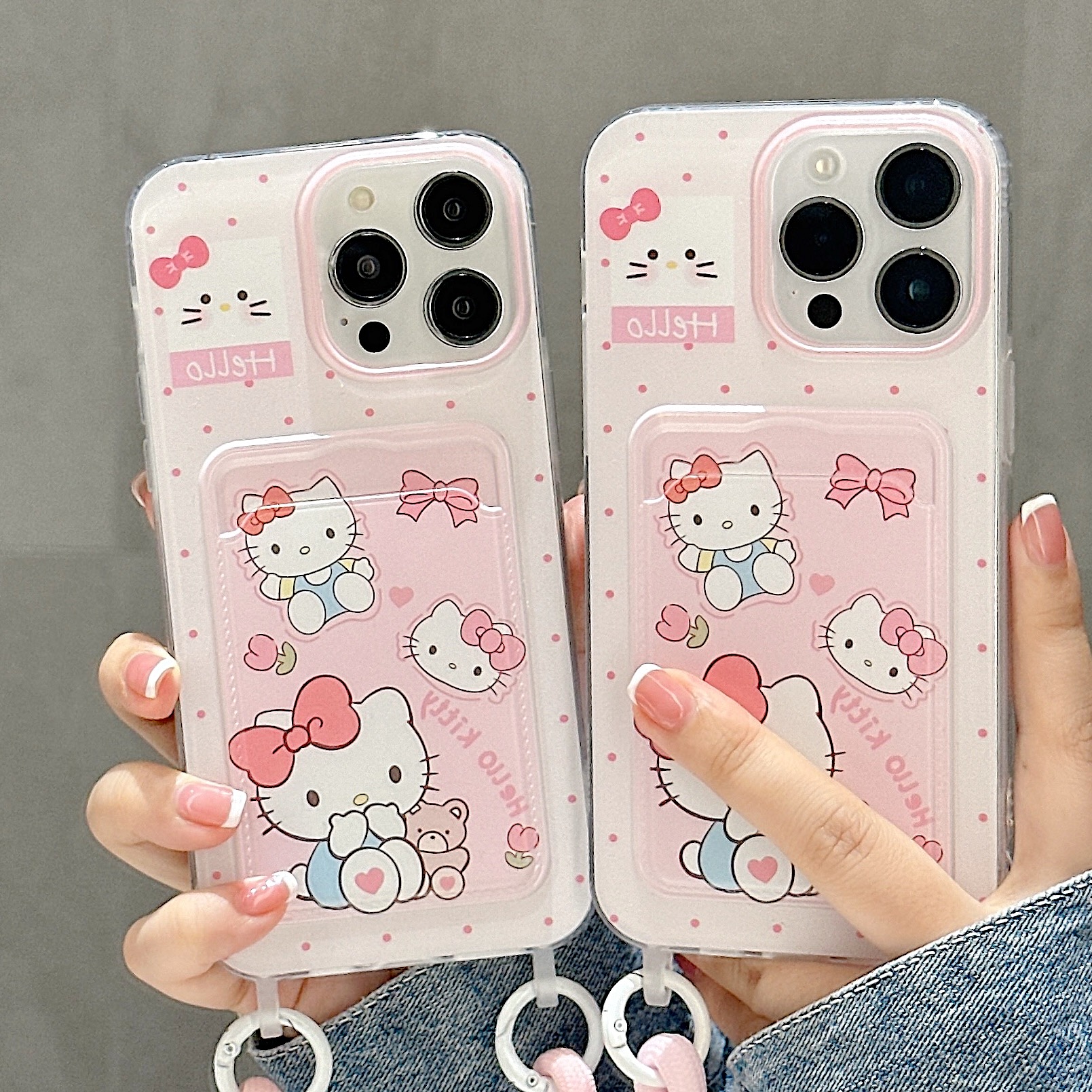 苹果可爱卡通KT猫手机壳适用于iphone15新款带挂绳iPhone14pro可爱iPhone13少女iPhone12防摔全包软壳