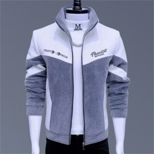 男装 男士 立领时尚 新款 上衣 加厚加绒保暖仿水貂毛夹克外套2024冬季