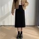 梨形身材黑色毛呢半身裙女秋冬新款 胖mm高腰显瘦遮胯a字裙中长款