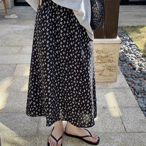 大码碎花雪纺遮肉显瘦a字伞裙