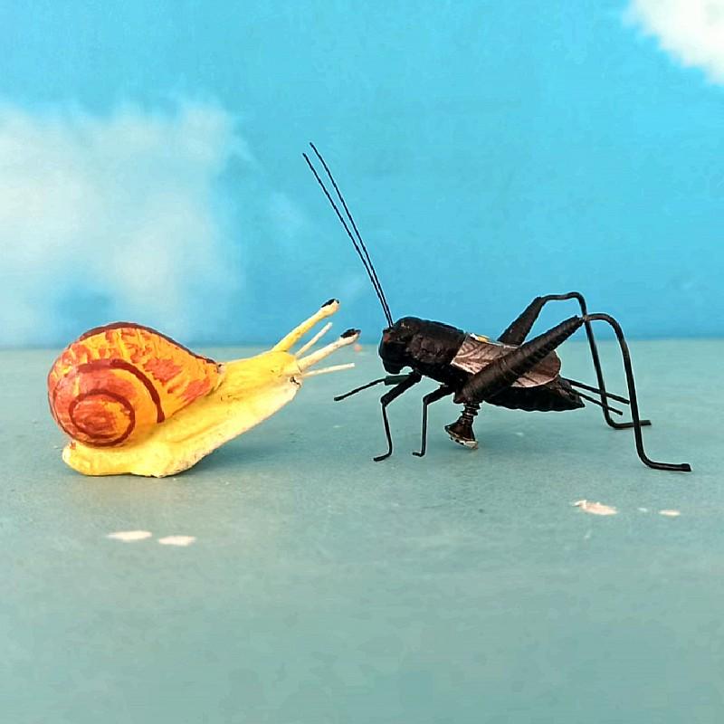 仿真蛐蛐蟋蟀蜗牛摆件磁吸式立体冰箱贴酒柜电视桌面摆放墙面装饰