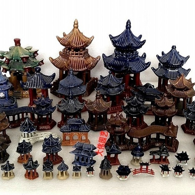 仿古中式亭子造景摆件假山鱼缸