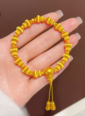 女沙金古法拉丝葫芦三通流苏手链