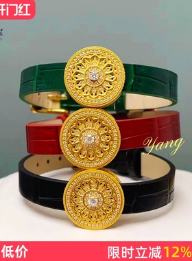 情侣沙金9999点钻玫瑰窗花手表