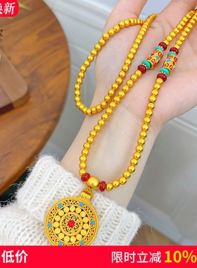 沙金如意圆满罗盘108颗珠珠项链