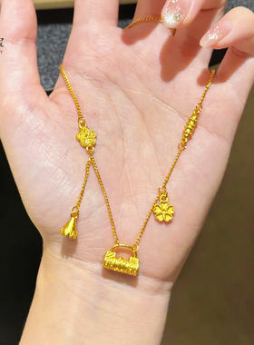 女沙金花丝繁花锁包硕果累项链