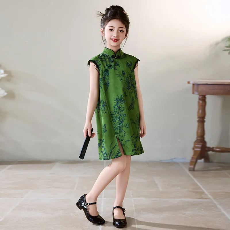 洋氣兒童新中式連衣裙改良旗袍