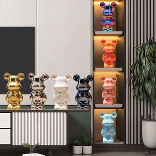 暴力熊摆件客厅轻奢高档家居电视柜酒柜新家直播间网红装 饰品套装