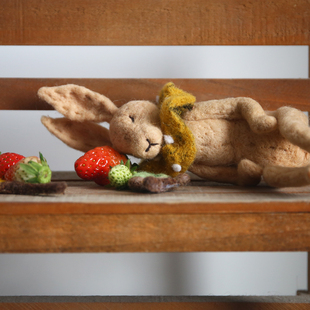 【动物与园】AFTERFLY原创手工日系软妹可爱兔子羊毛毡摆件项链