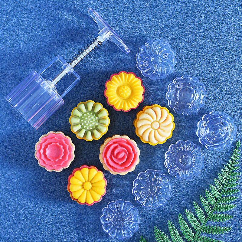 透明立体玫瑰花月饼模手压花片模烘焙工具套装中秋月饼模具