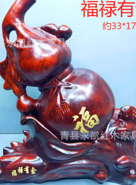 厂家葫芦木雕木质工艺福禄有余福葫芦摆件家居饰礼