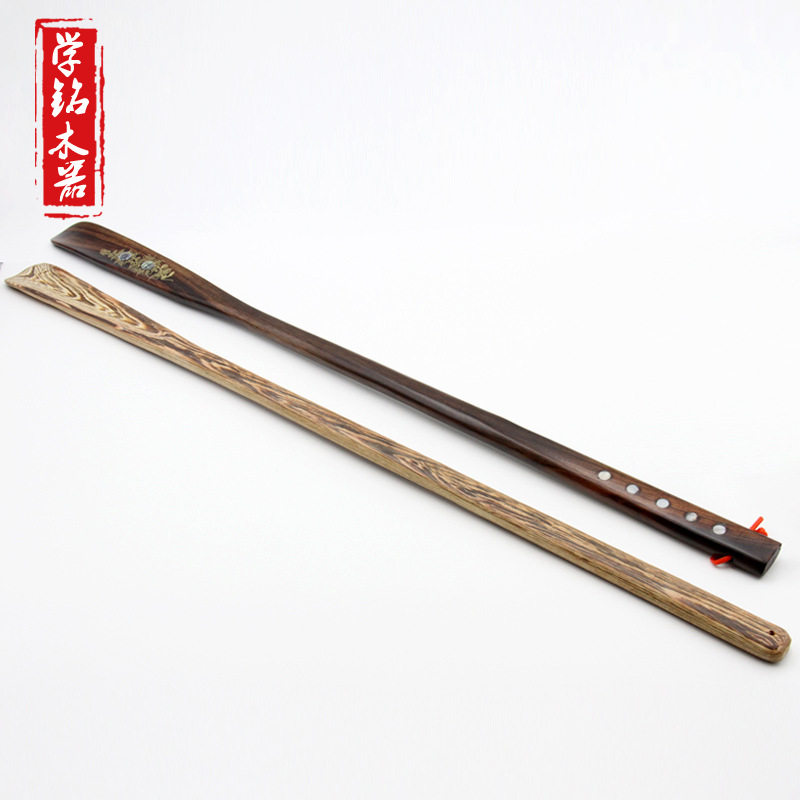 黄铜长柄木质拔鞋器鸡翅木鞋拔子提鞋器黑檀木懒人木质鞋拔