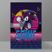 刺猬索尼克装 饰画城市波普壁画原宿霓虹风墙画蒸汽波原创高清挂画