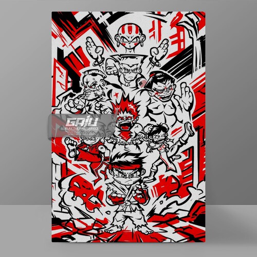 街头霸王经典初代8人众装饰画隆肯春丽古烈达尔锡姆桑吉尔夫挂画