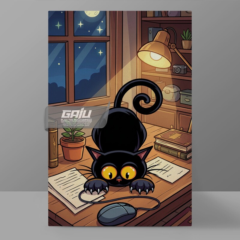 猫鼠游戏装饰画猫和老鼠标创意可爱潮流程序员极客GAIU原创挂画