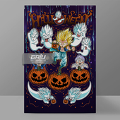 龙珠万圣节装 饰画悟天克斯融合术墙画超级幽灵神风拳壁画原创挂画