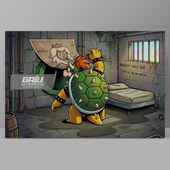 超级玛丽穿越肖申克 饰画恶搞创意墙画搞笑壁画原创挂画 救赎装