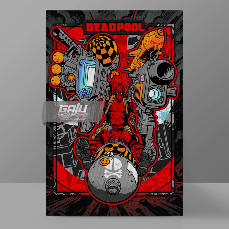 死侍火力全开装饰画超级英雄Deadpool墙画嘴炮壁画原创收藏挂画