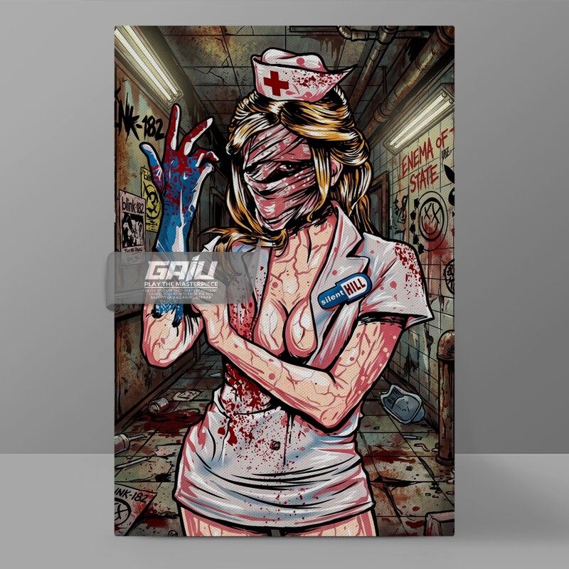 眨眼182合唱团装饰画Blink182朋克乐队穿越寂静岭护士原创挂画