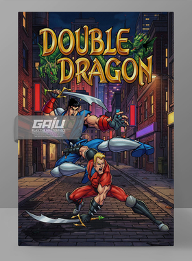 双龙记装饰画怀旧动画片Double Dragon墙画双截龙壁画原创挂画