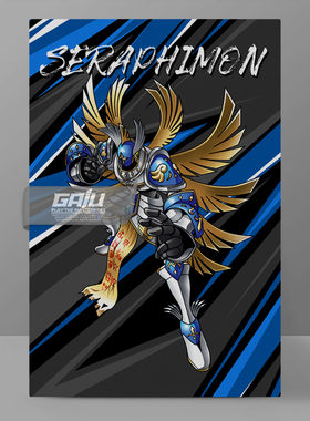 炽天使兽装饰画Seraphimon壁画经典复古动漫墙画原创收藏高清挂画