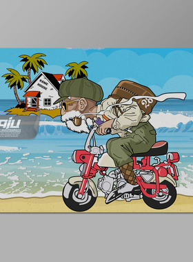 武天老师装饰画龟仙人壁画七龙珠墙画Master Roshi原创收藏挂画