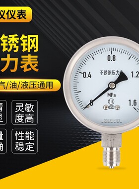 不锈钢耐震膜盒液压Y压力表压力表100不锈钢-气压油压压力表水压