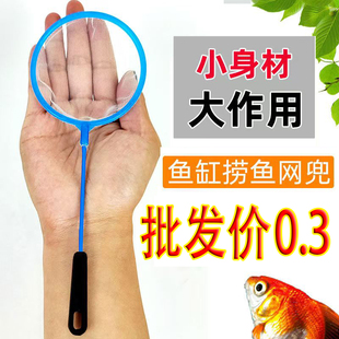 短柄密网小渔捞丰年虾斗鱼孔雀鱼捞鱼网短杆