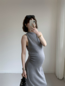 弹力针织背心裙时尚 孕妇装 外穿 连衣裙子夏无袖 中长款 春装 2026新款