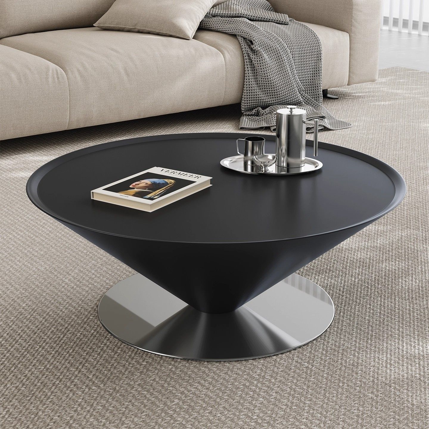 奶油风悬浮飞碟茶几客厅家用小户型2025新款轻奢高级感圆形茶几桌