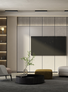 顾家家居定制背景墙电视柜一体客厅满墙电视柜收纳柜卡塔尼亚