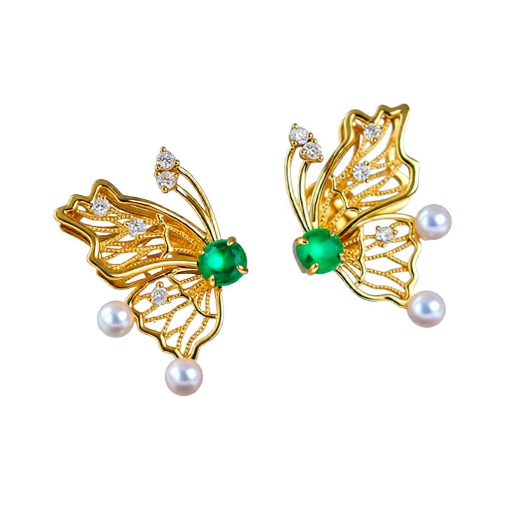 通体纯银黄金色蝴蝶耳钉3-4mm正圆无瑕天然珍珠精致小巧小耳朵女,珠宝/钻石/翡翠,耳饰,淘宝优惠券,粉丝福利购,淘宝优惠卷