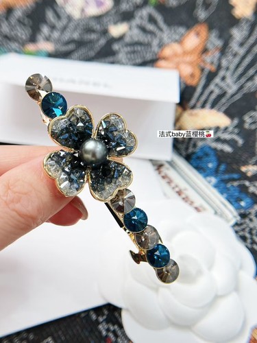 天然海水大溪地珍珠四叶草发夹黑色珠宝工艺时尚百搭款发卡礼物