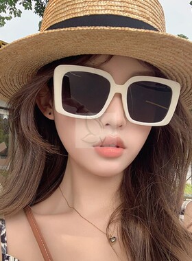 白色大方框太阳眼镜女遮阳欧美大脸显瘦开车抗UV偏光太阳镜网红款