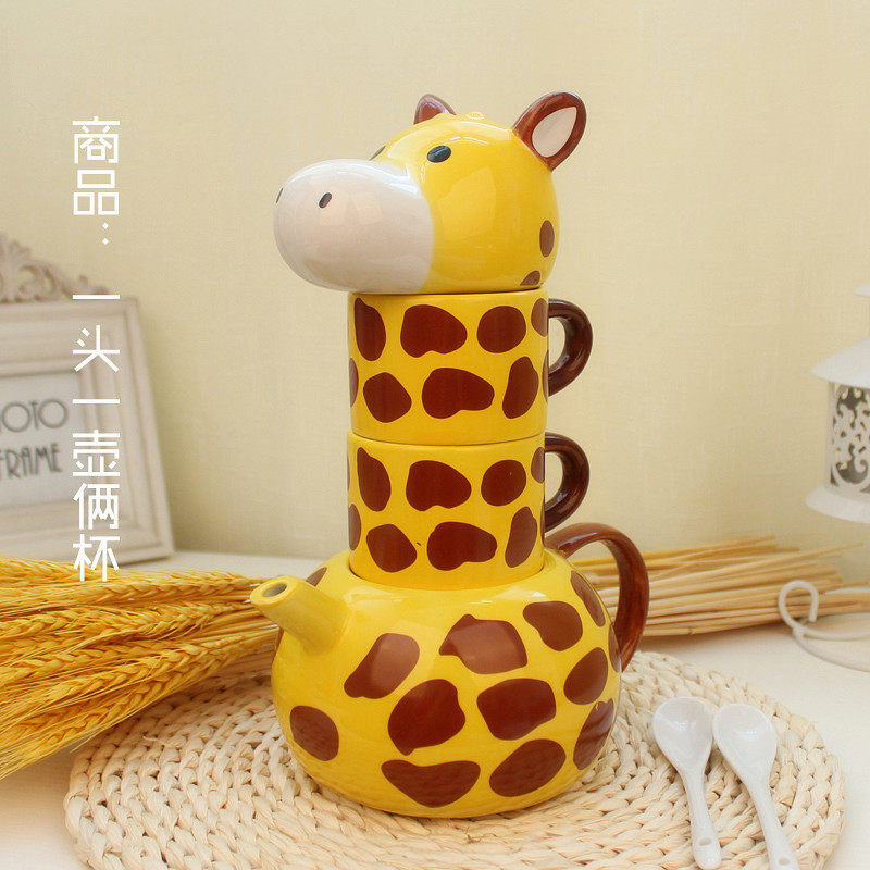 创意陶瓷杯子可爱长颈鹿
