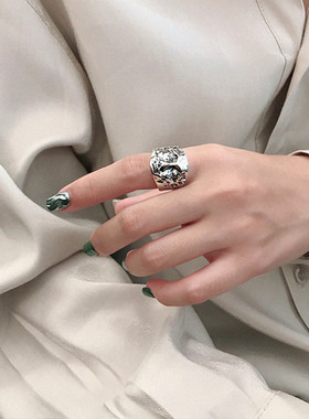 欧美风蹦迪人脸面具做旧百搭戒指