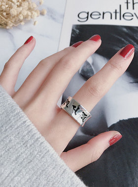 佛家心经经文转运男女戒指霸气个性欧美百搭食指指环潮人复古尾戒