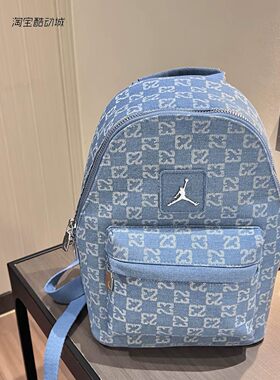 Jordan 淡牛仔蓝满印老花系列 棉 背包双肩包小号JD2523163AD-001