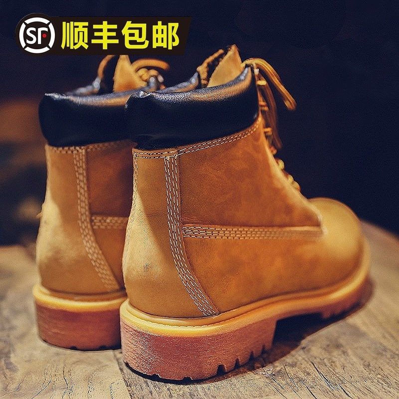 比尔工装大黄靴男女情侣冬季加绒高帮踢不烂10061马丁靴鞋子
