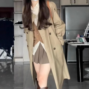 卡其色风衣女中长款 外套女通勤 2025春秋新款 英伦风百搭双排扣女式